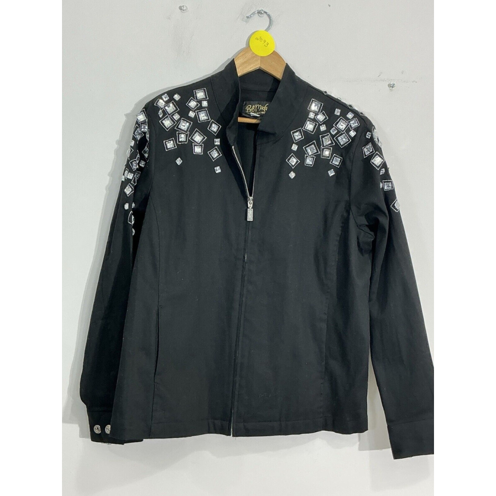 Womans Bob Makie Wearable Art Large Black With Rhinestones Shacket